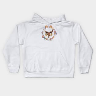 Boho Cow Skull Kids Hoodie